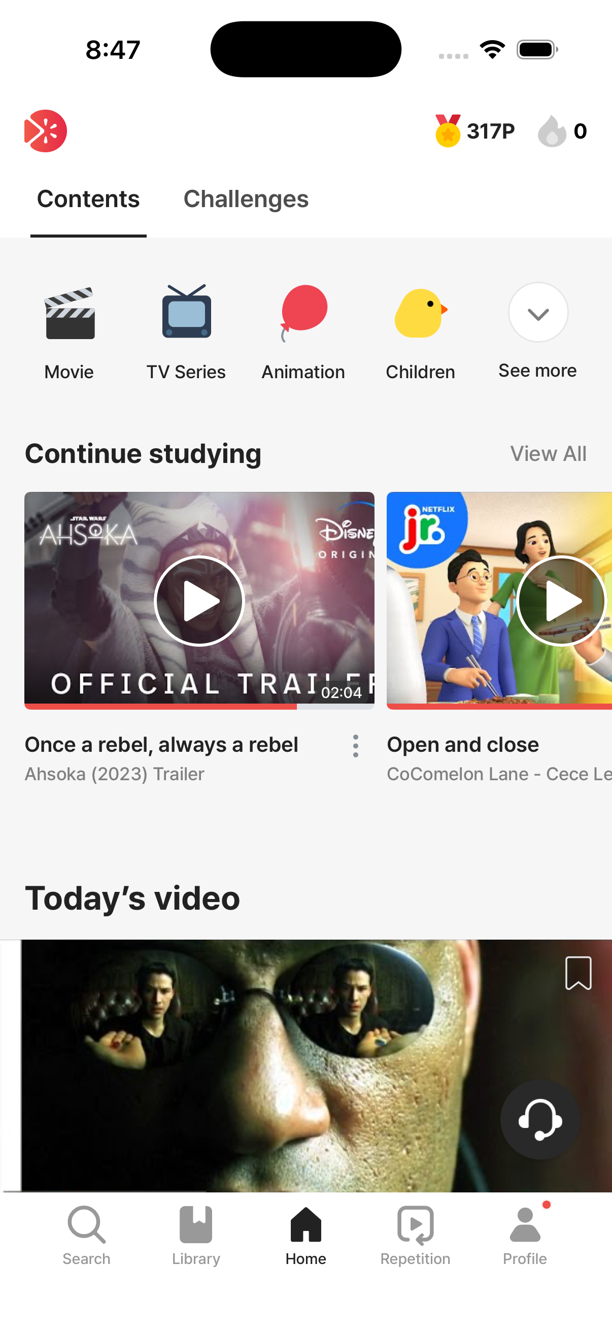 Home tab — RedKiwi home screen with 5 bottom tabs